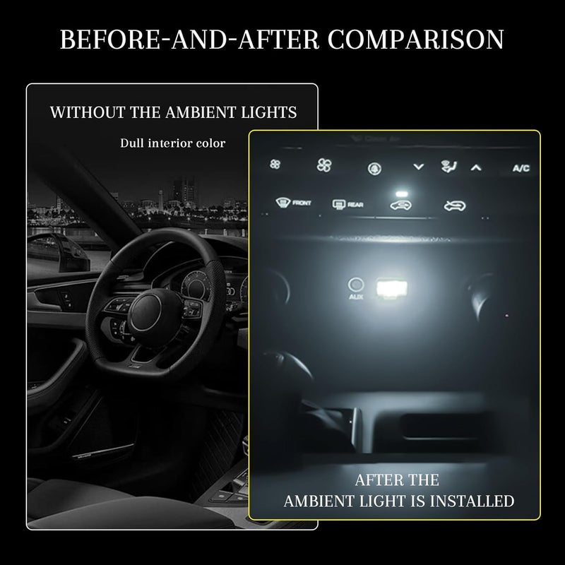 Hbxdeco 4 PCS USB LED Car Interior Atmosphere Lamp, Portable Mini Auto LED Decor Night Light, Plug-in USB Interface Ambient Lighting Kit, Universal Car Interior Accessories(White) - Image 4